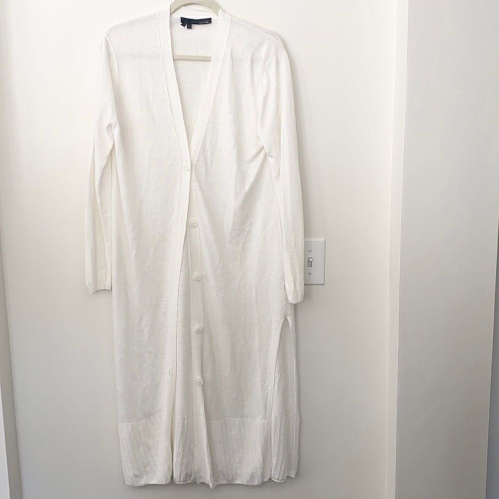 360 Long Cardigan linen Italian Yarn Sweater M